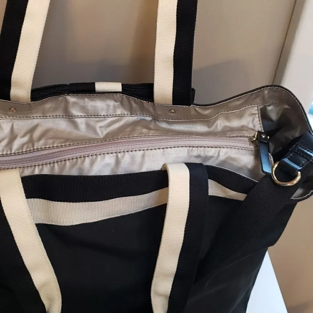 𝅺KATE SPADE BARROW STREET ANABEL BLACK WITH IVORY TRIM DIAPER BAG